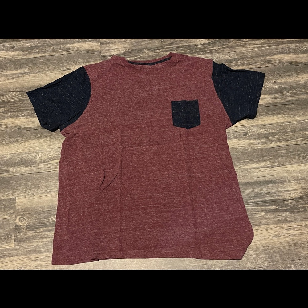 Mens Short Sleeve Pocket Tee (Red/Blue)